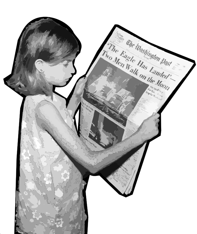 Girl and newspaper