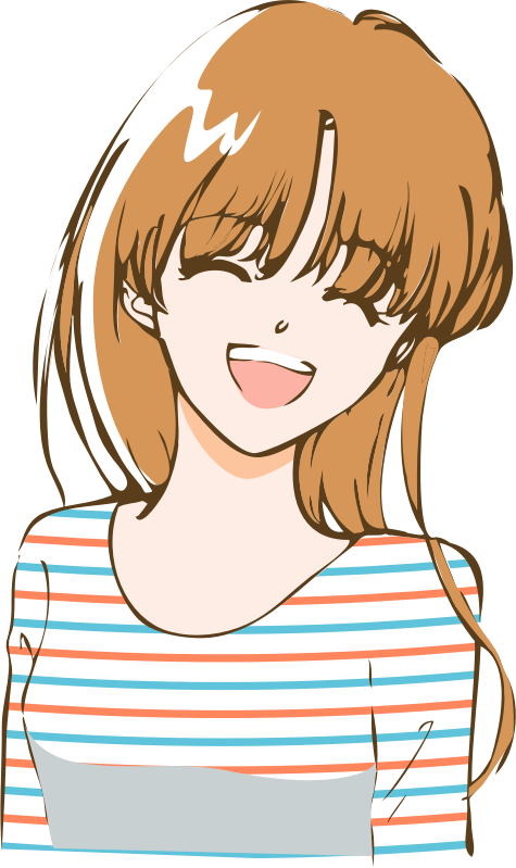 Laughing Female Manga Illustration