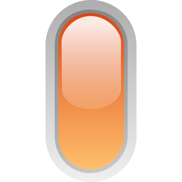 Upright pill shaped orange button vector illustration