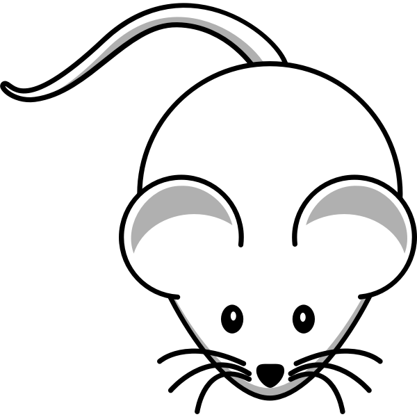 Vector clip art of cartoon white mouse with long mustache