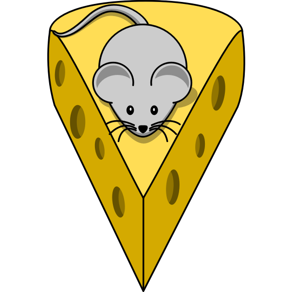 Vector illustration of mouse on a cheese