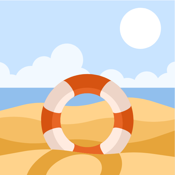 Life ring in the sand