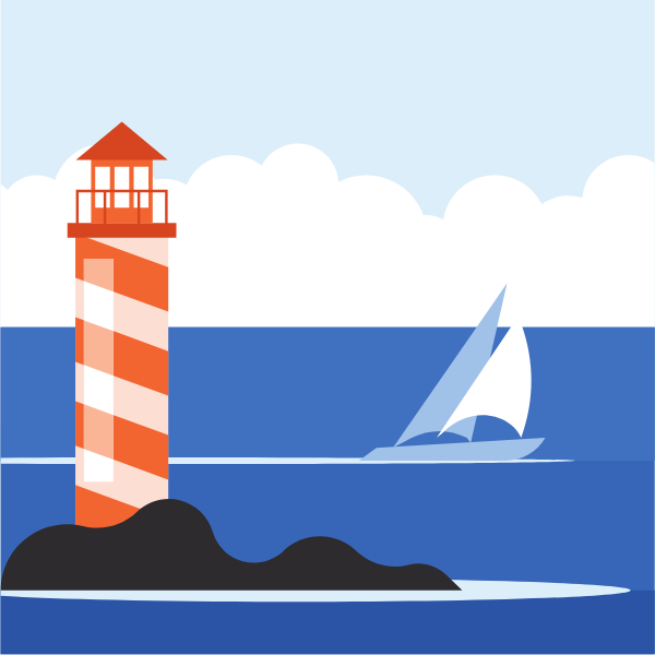 Lighthouse and a yacht