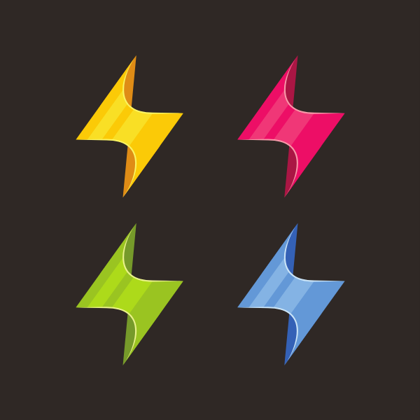Lightning icons in various colors