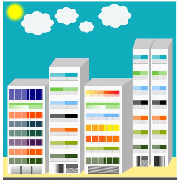 Simple city skyscrapers vector drawing