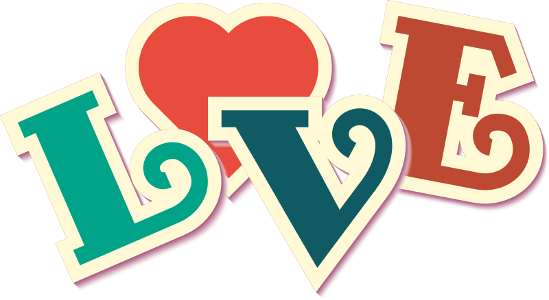 Love text retro style