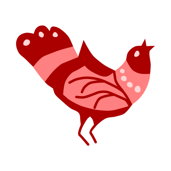 Red folk art bird vector clip art