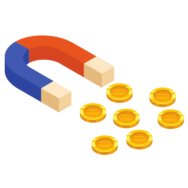 Magnet attracting coins