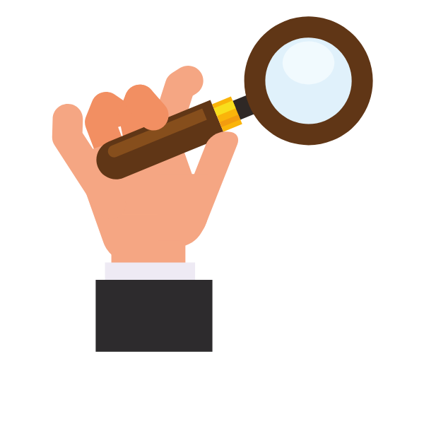 Magnifying glass in hand