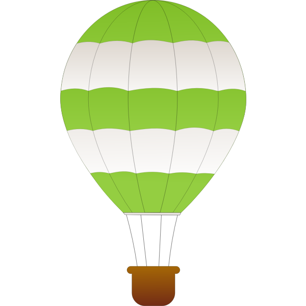 Horizontal green and white stripes hot air balloon vector clip art