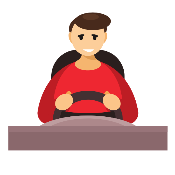 A man behind the steering wheel