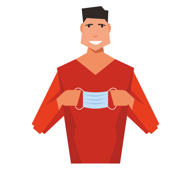 Man putting a face mask