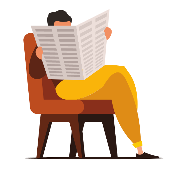 Man is reading a newspaper