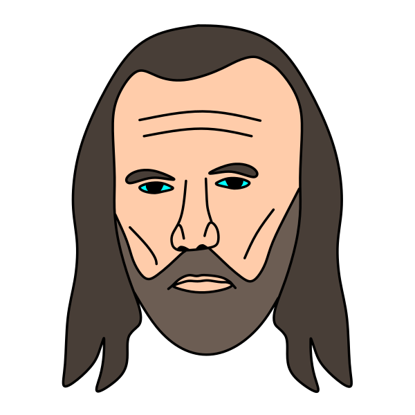 Illustration of a Man with Long Hair and Beard
