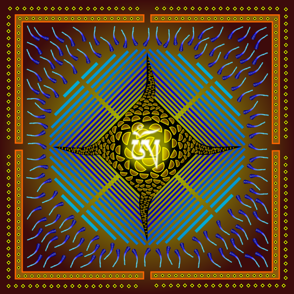 Arabic mandala with tiger patterned star vector drawing