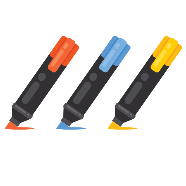 Marker pens in various colors