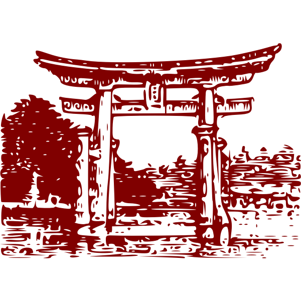 Miyajima Torii in red vector illustration