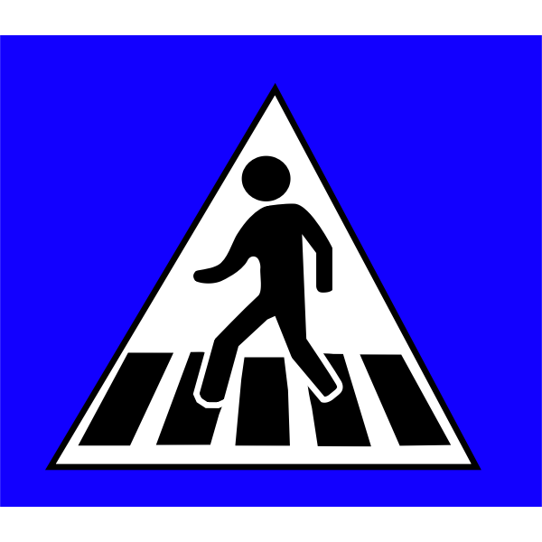 Pedestrian crossing traffic caution sign vector drawing