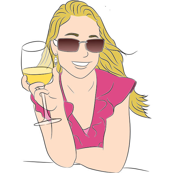 Woman tasting wine vector clip art