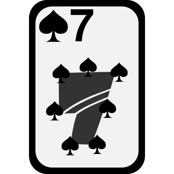 Seven of Spades funky playing card vector clip art