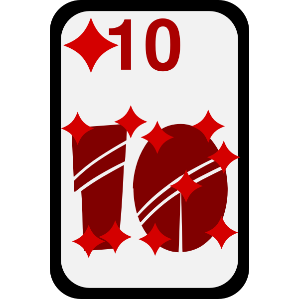 Ten of Diamonds funky playing card vector clip art