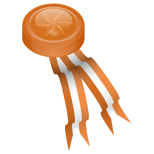 Bronze medal with ribbons vector drawing