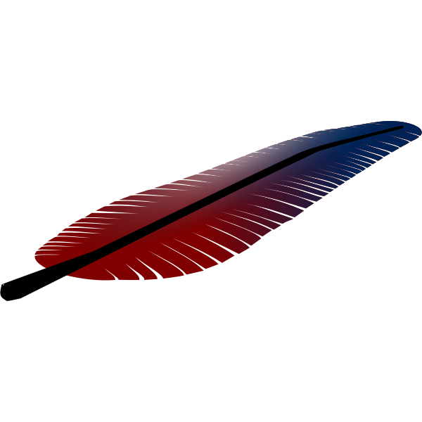 Vector illustration of tilted red and blue feather