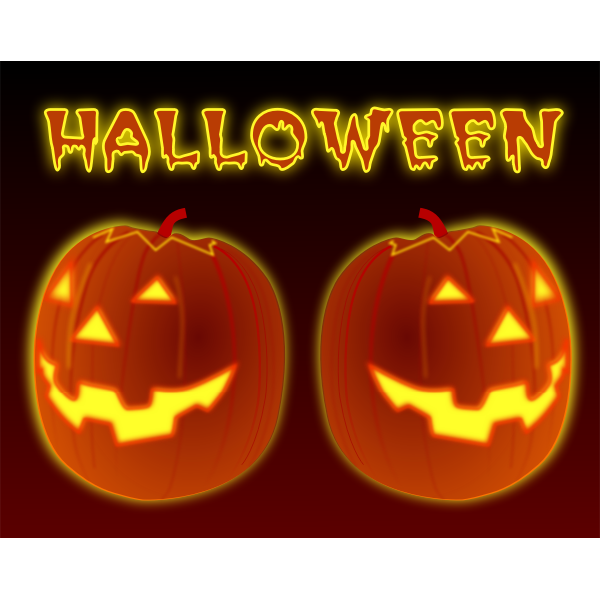 Vector clip art of two celebration pumpkins.