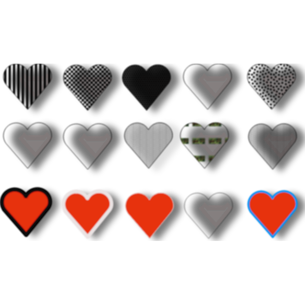 Vector selection of 15 hearts