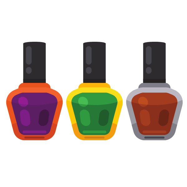 Nail polish in various colors