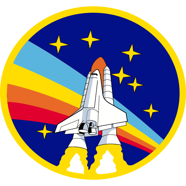 Vector graphics of rainbow rocket shuttle