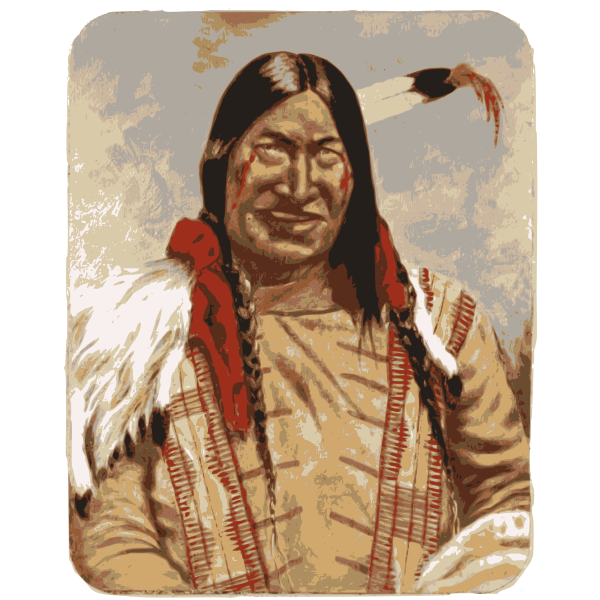 Native American man smiling vector clip art