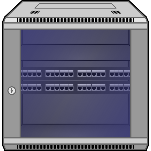 Wall-mounted network rack vector image