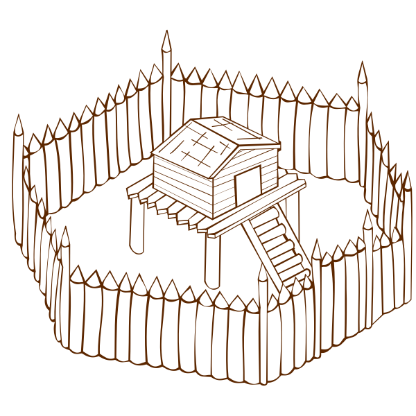 Vector graphics of role play game map icon for a wooden fort