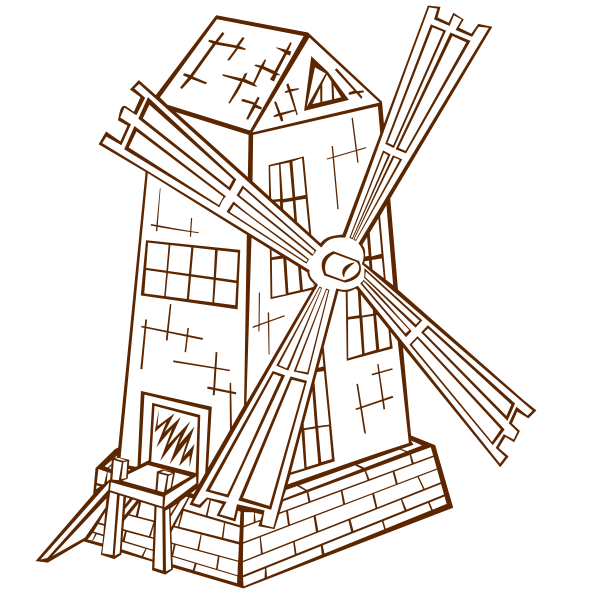 Vector illustration of role play game map icon for a windmill