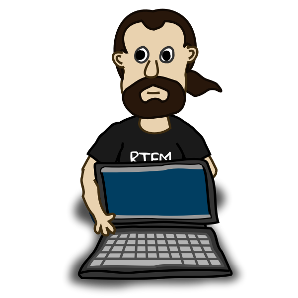 Comic character with a laptop vector image