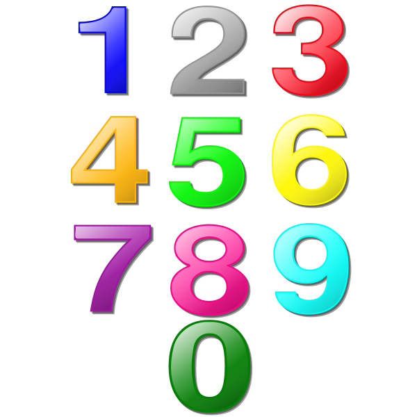 Vector clip art of set of digits from 0 to 9