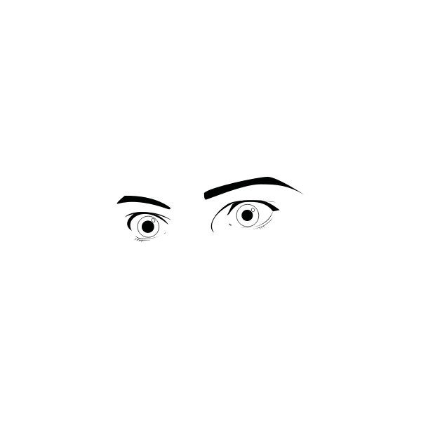 Vector image of surprised human eyes look in black and white