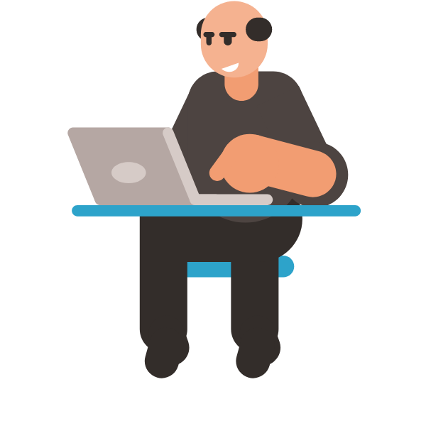 Middle-aged man using a laptop