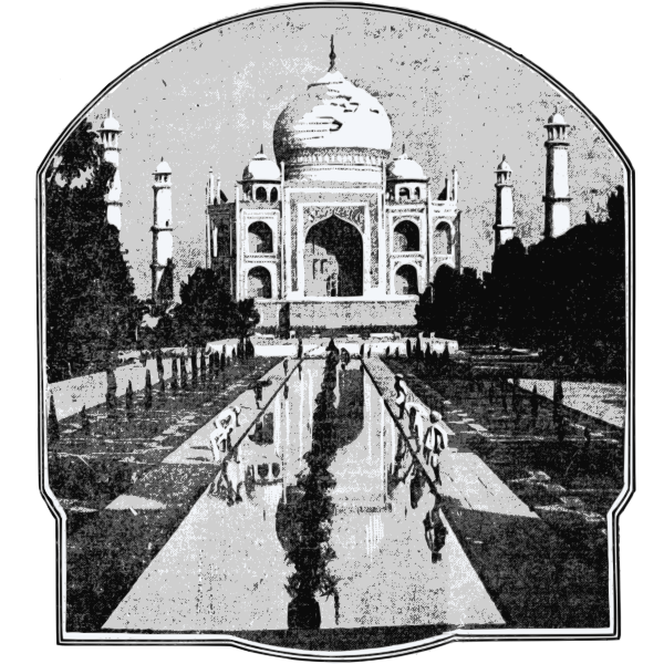 Vector clip art of old picture of Taj Mahal