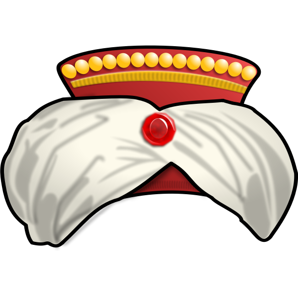 Vector drawing of decorated sultan cap with a gem