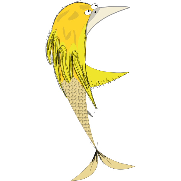 Vector graphics of bird siren comic character