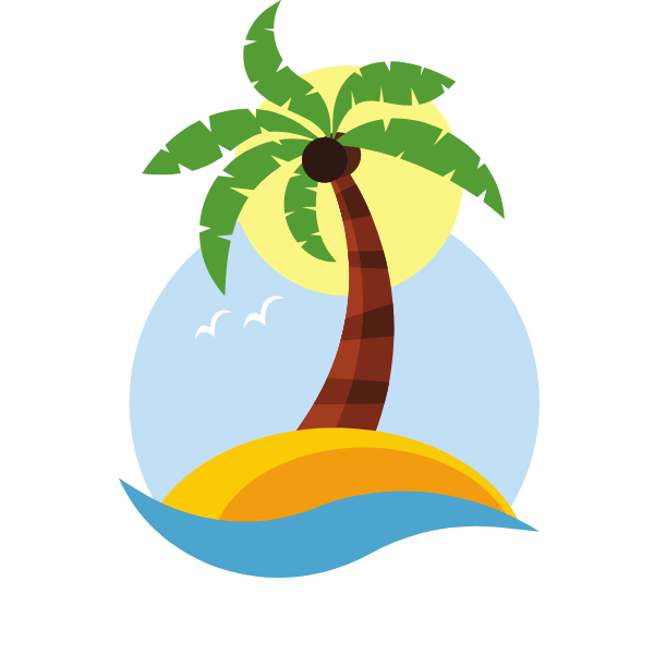 Palm tree tropical island