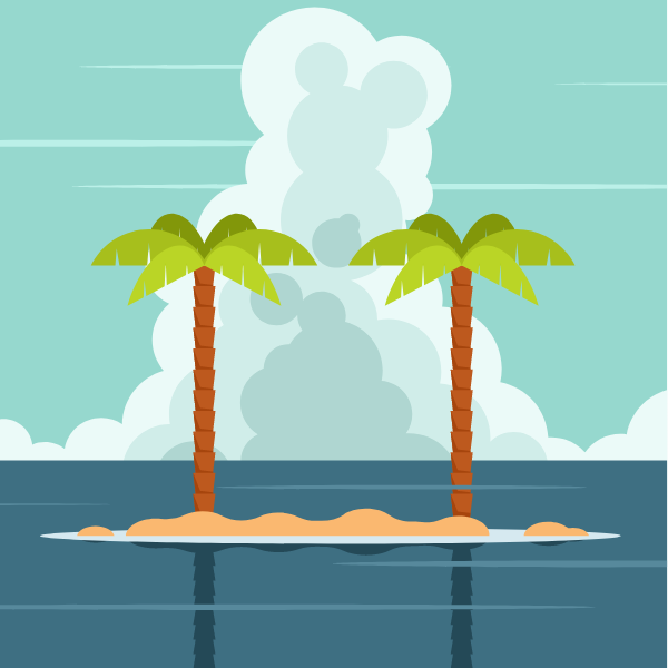 Palm trees on a tiny island
