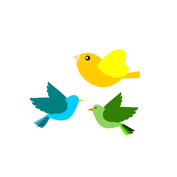 Clip art of three different flying birds