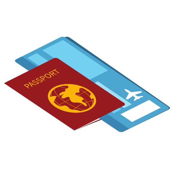 Passport and a travel ticket