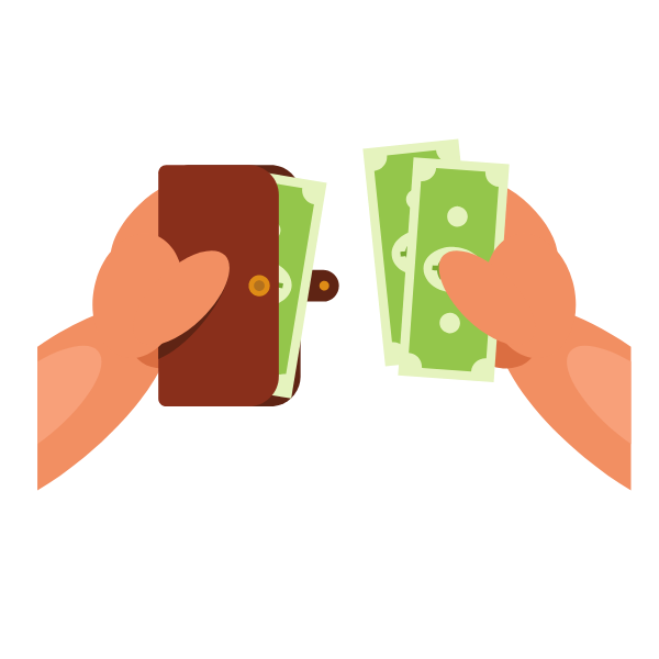 Paying with cash graphic concept