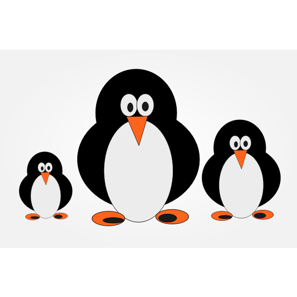 Penguin family clip art in color