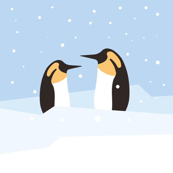 Penguins in the snow