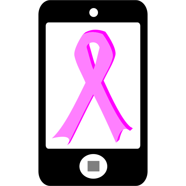 Pink ribbon on phone vector image